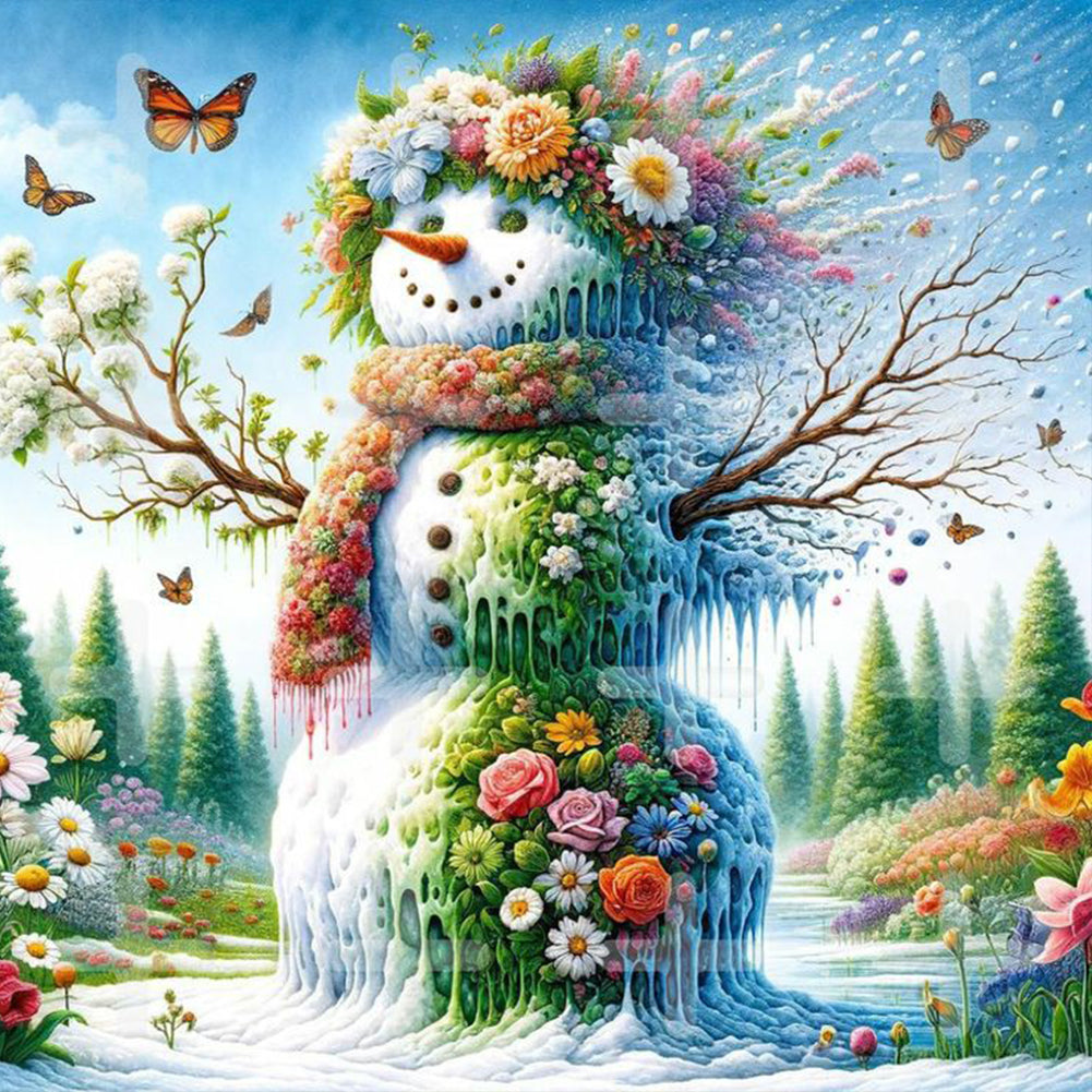 Spring Snowman-Full Round Diamond Painting-30x30cm
