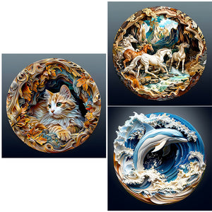 Paper Sculpture Cat-Full Round Diamond Painting-30x30cm
