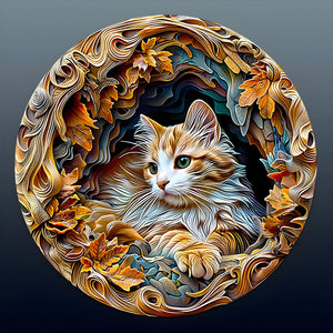 Paper Sculpture Cat-Full Round Diamond Painting-30x30cm