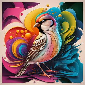 Colorful Birds-Full Round Diamond Painting-30x30cm