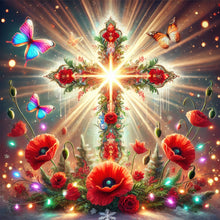 Load image into Gallery viewer, Cross And Tulips-Full Round Diamond Painting-40x40cm
