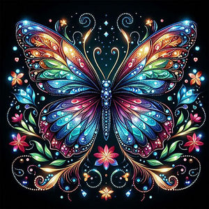 Shining Jewelry Butterfly-Full Round Diamond Painting-40x40cm