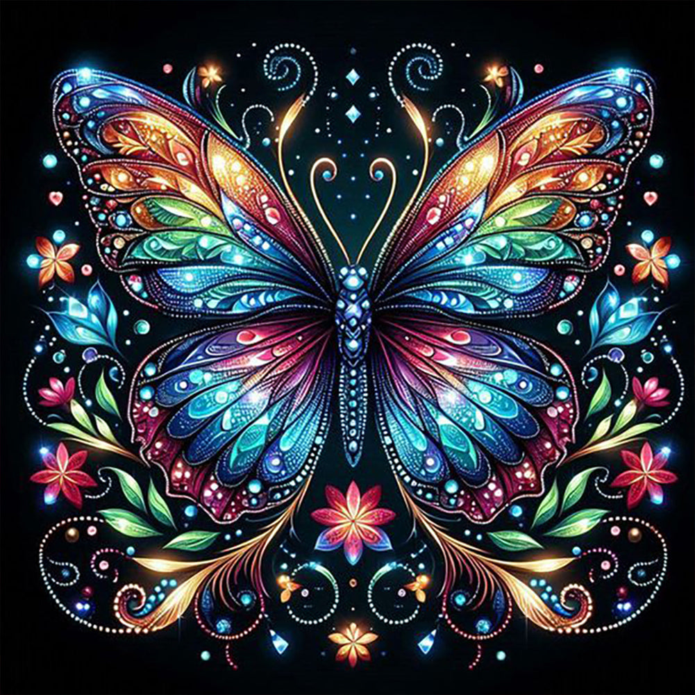 Shining Jewelry Butterfly-Full Round Diamond Painting-40x40cm