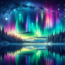 Load image into Gallery viewer, Winter Aurora Snow Scene-Full Round Diamond Painting-40x40cm
