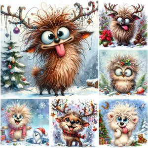 Christmas Funny Owl-Full Round Diamond Painting-30x30cm