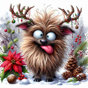 Christmas Funny Owl-Full Round Diamond Painting-30x30cm