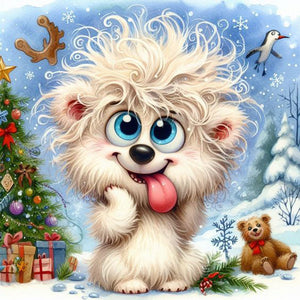 Christmas Funny Owl-Full Round Diamond Painting-30x30cm
