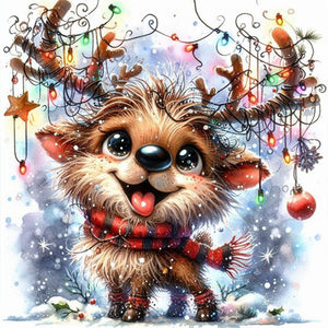 Christmas Funny Owl-Full Round Diamond Painting-30x30cm