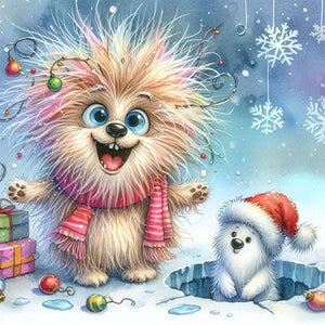 Christmas Funny Owl-Full Round Diamond Painting-30x30cm