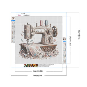 Sewing Machine-Full Round Diamond Painting-40x40cm-1526834