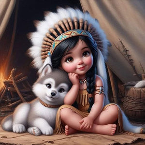 Indian Child-Full Round Diamond Painting-30x30cm
