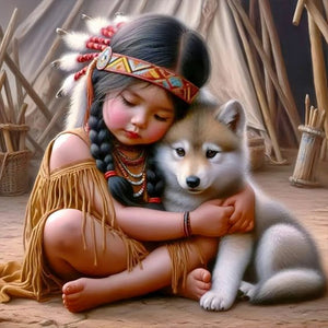 Indian Child-Full Round Diamond Painting-30x30cm