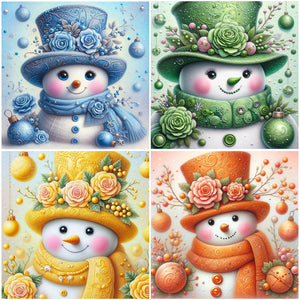 Yellow Snowman-Full Round Diamond Painting-30x30cm