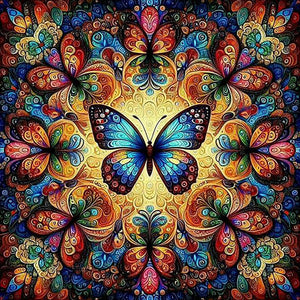 Butterfly Mandala-Full Round Diamond Painting-40x40cm