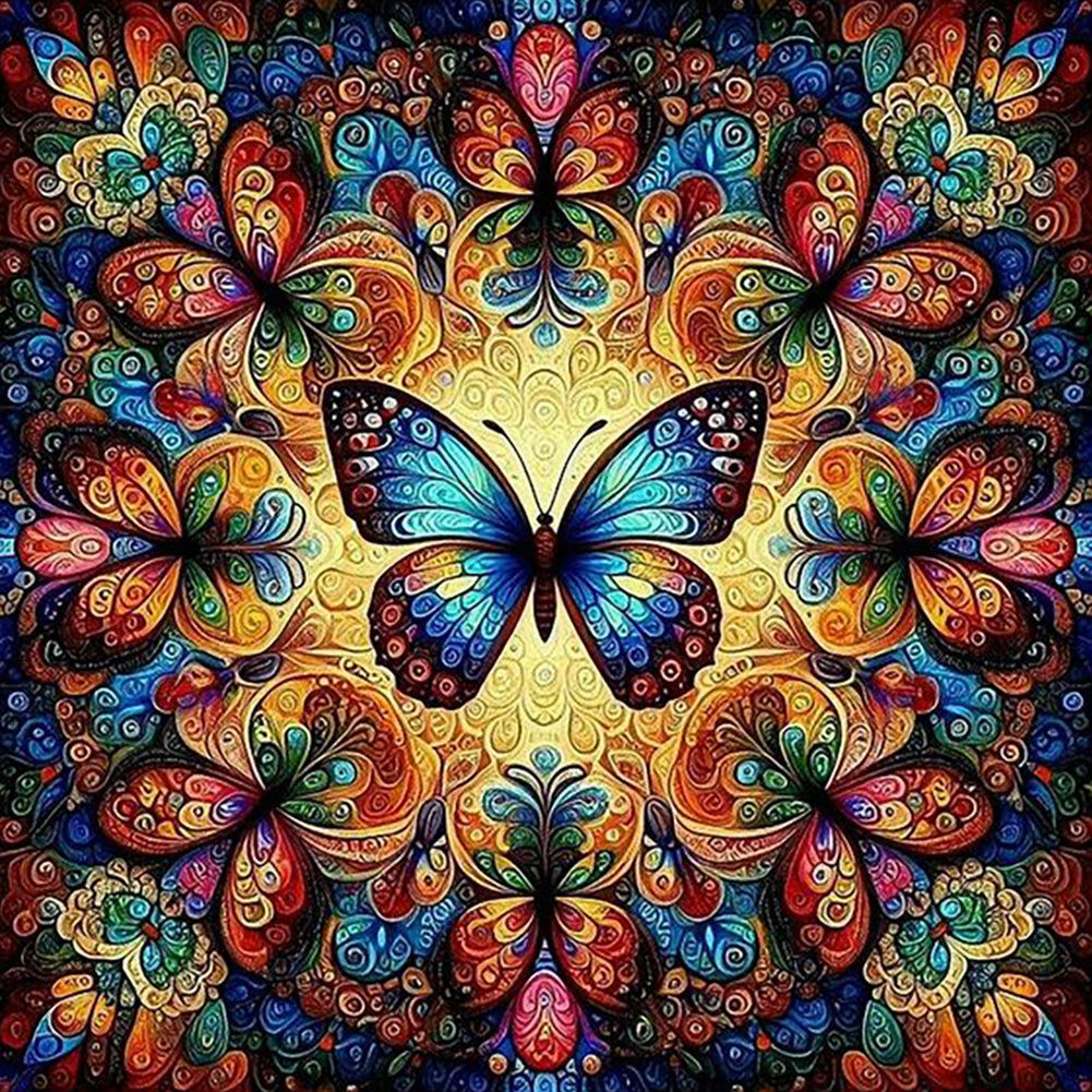 Butterfly Mandala-Full Round Diamond Painting-40x40cm