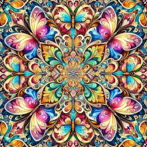 Butterfly Mandala-Full Round Diamond Painting-40x40cm