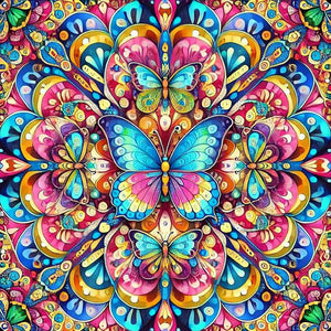 Butterfly Mandala-Full Round Diamond Painting-40x40cm