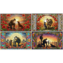 Load image into Gallery viewer, Stained Glass Dusk Warriors And War Dog Hound-Full Round Diamond Painting-40x70cm-Large Size
