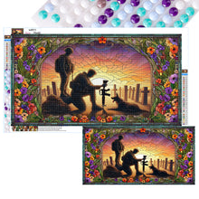 Load image into Gallery viewer, Stained Glass Dusk Warriors And War Dog Hound-Full Round Diamond Painting-40x70cm-Large Size
