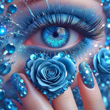 Load image into Gallery viewer, Blue Rose Eyes-Full Round Diamond Painting-40x40cm-1535884
