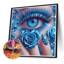 Load image into Gallery viewer, Blue Rose Eyes-Full Round Diamond Painting-40x40cm-1535884
