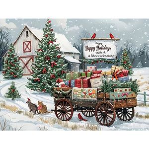 Snowy House Street-Full Round Diamond Painting-40x30cm