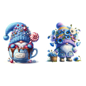 Blue Gnomes-Full Round Diamond Painting-30x30cm