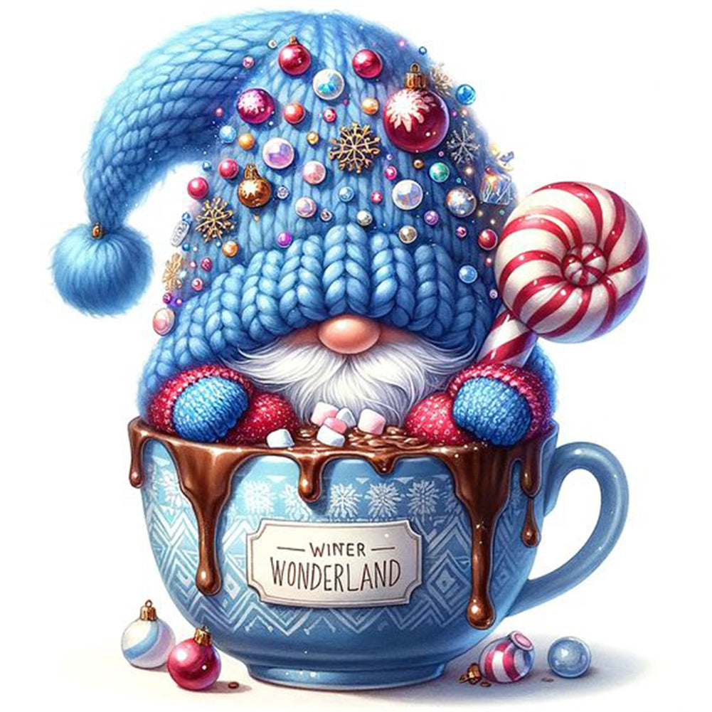 Blue Gnomes-Full Round Diamond Painting-30x30cm