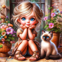 Load image into Gallery viewer, Life of Pets Girl-Full Round Diamond Painting-30x30cm
