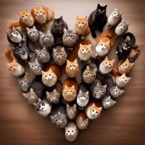 Love Cat-Full Round Diamond Painting-30x30cm