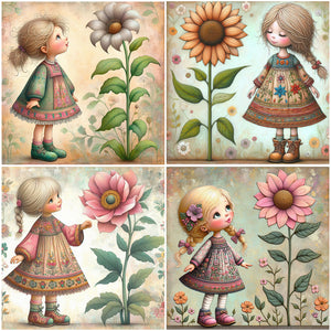 Flower Girl-Full Square Diamond Painting-30x30cm