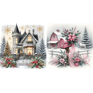 Snow House-Full Round Diamond Painting-30x30cm