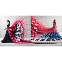 Load image into Gallery viewer, Piano Skirt Girl-Full Round Diamond Painting-40x40cm

