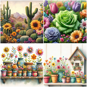 Flower-Full Round Diamond Painting-40x40cm