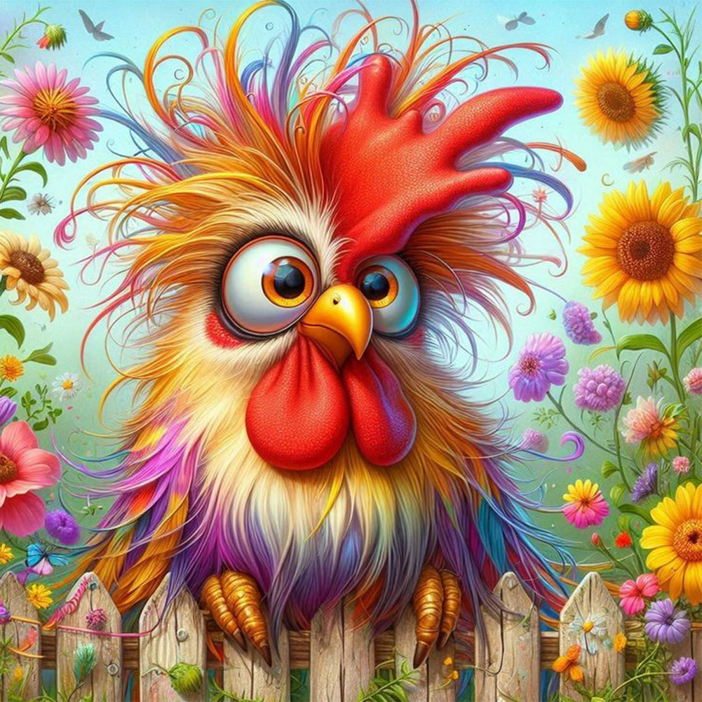 Rooster Turtle-Full Round Diamond Painting-30x30cm