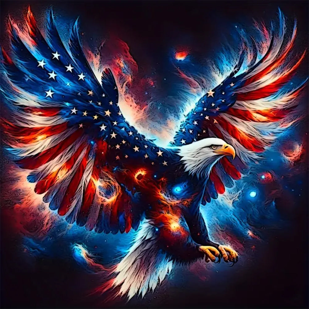 American Flag Eagle-Full Round Diamond Painting-30x30cm