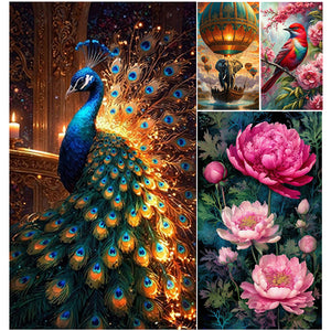 Peacock-Full Round Diamond Painting-40x70cm-Large Size