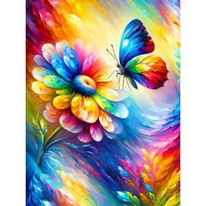 Cat Butterfly-Full Round Diamond Painting-30x40cm