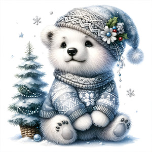 Bear-Full Round Diamond Painting-30x30cm