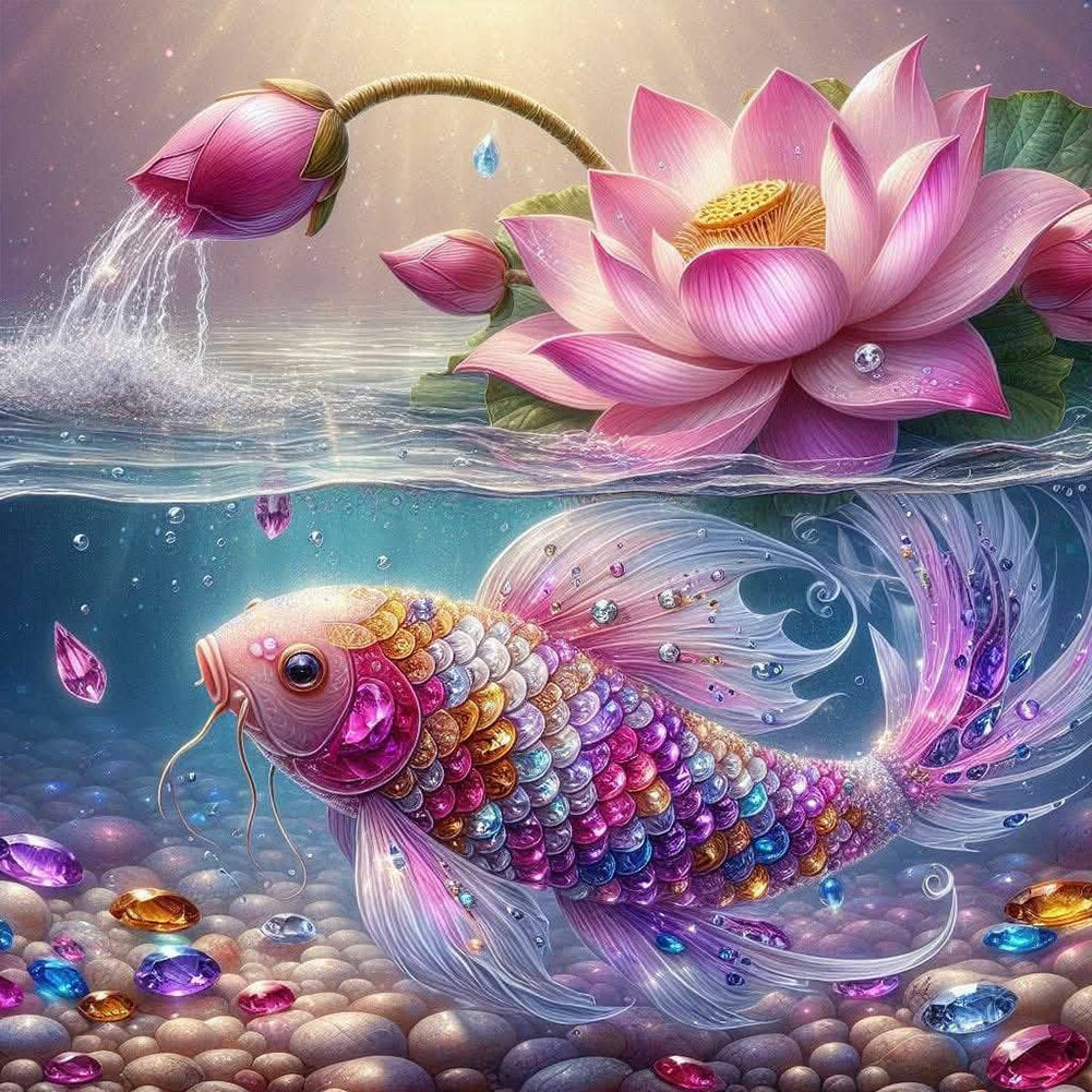 Lotus Koi-Full Round Diamond Painting-40x40cm
