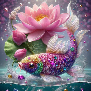 Lotus Koi-Full Round Diamond Painting-40x40cm
