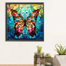 Load image into Gallery viewer, Glass Wind Butterfly-Full Round Diamond Painting-30x30cm
