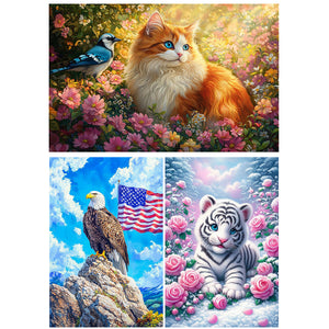 Cat Eagle-Full Round Diamond Painting-60x40cm-Large Size