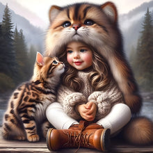Load image into Gallery viewer, Life of Pets Girl-Full Round Diamond Painting-40x40cm

