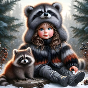 Life of Pets Girl-Full Round Diamond Painting-40x40cm