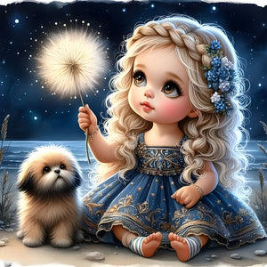 Life of Pets Girl-Full Round Diamond Painting-40x40cm