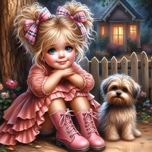 Load image into Gallery viewer, Life of Pets Girl-Full Round Diamond Painting-40x40cm
