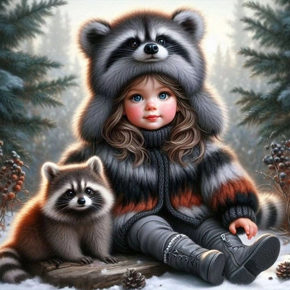 Life of Pets Girl-Full Round Diamond Painting-30x30cm