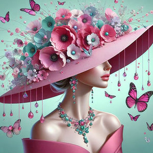 Lady-Full Round Diamond Painting-40x40cm