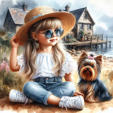 Load image into Gallery viewer, Life of Pets Girl-Full Round Diamond Painting-30x30cm
